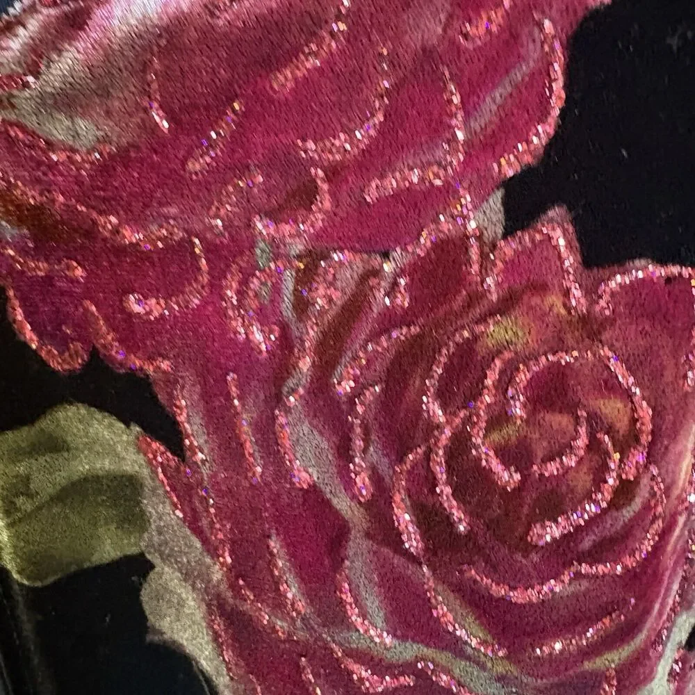 Sweetheart Jeffrey‎ & Dara  Velvet Burnout Red Rose Jacket Size 18W wearable Art